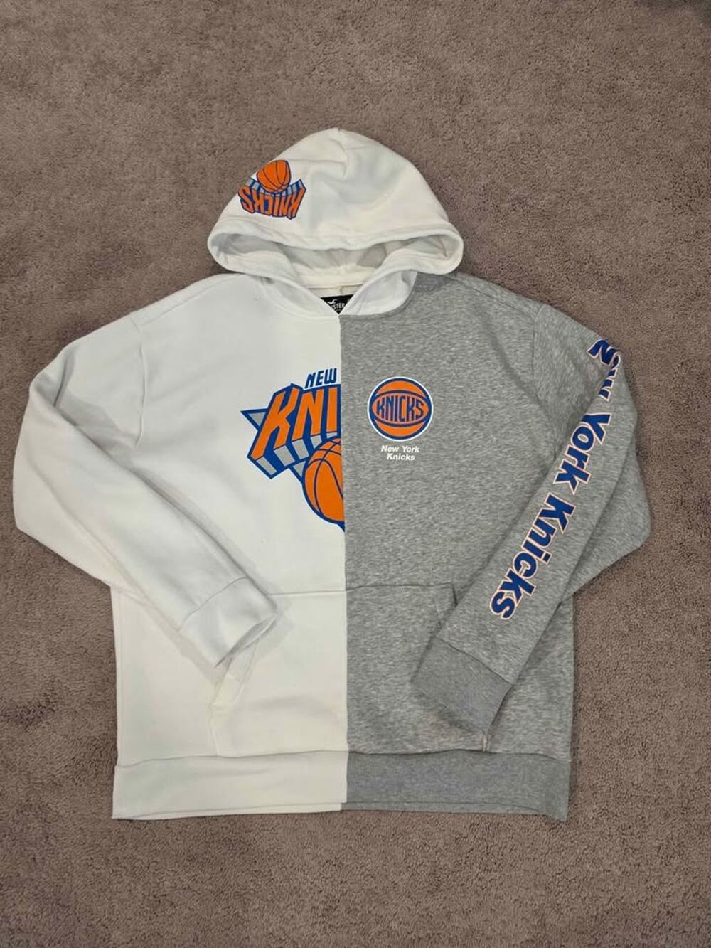 Vintage New York Knicks NBA Hollister Hoodie Size Large – Rare Split Design